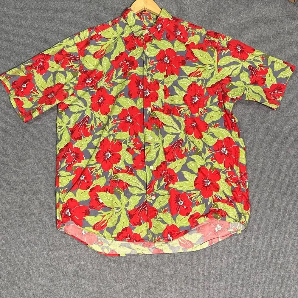 Vintage Banana Republic Hawaiian Hibiscus Floral Shirt Men’s M 100% Cotton